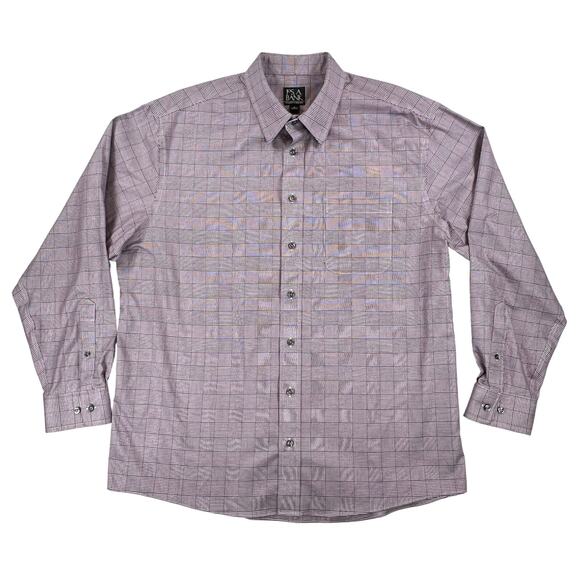 Jos. A Bank Travelers Collection Long Slv Dress Shirt Mens XL Purple Houndstooth - Picture 2 of 6